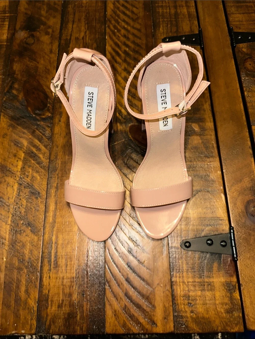 Steve Madden Carrson Blush Patent Leather Block Heel Sandals - NWOB - Size 7.5